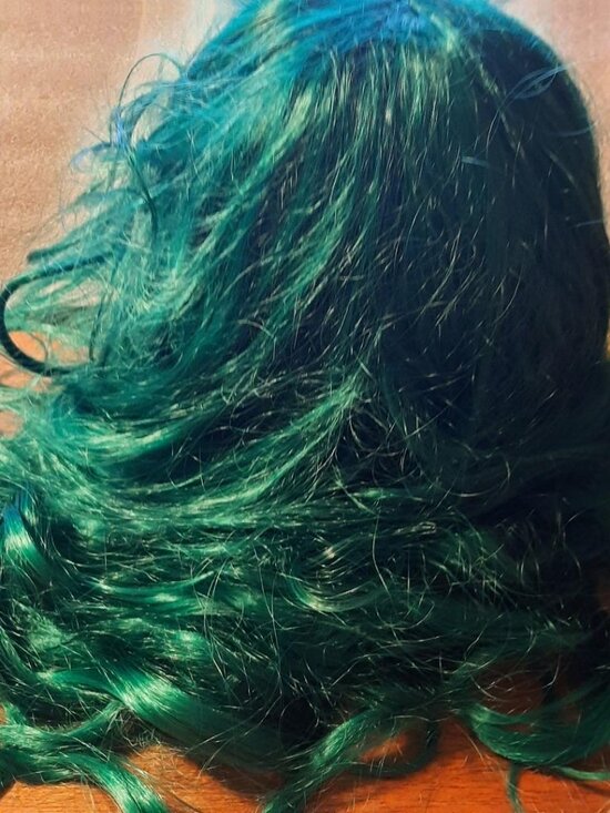 NEW ! Women Long 28 Inch Wig Curly Green